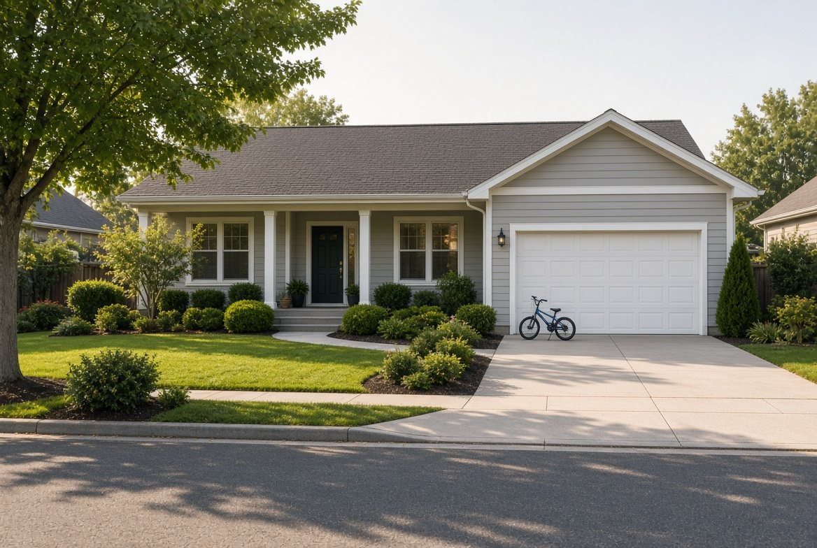 A family home in Jackson with a child's bike in the driveway
