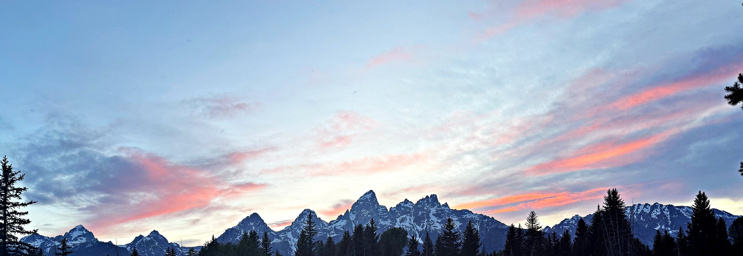 Sunset clouds over the Teton Range reflected at Schwabacher Landing, Grand Teton National Park